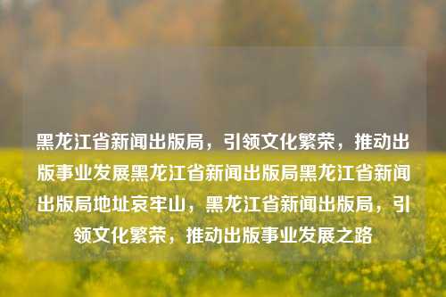 黑龙江省新闻出版局，引领文化繁荣，推动出版事业发展黑龙江省新闻出版局黑龙江省新闻出版局地址哀牢山，黑龙江省新闻出版局，引领文化繁荣，推动出版事业发展之路，黑龙江省新闻出版局，引领文化繁荣，推动出版事业蓬勃发展