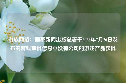 游族网络：国家新闻出版总署于2023年7月26日发布的游戏审批信息中没有公司的游戏产品获批