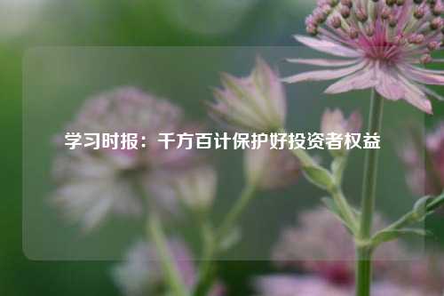 学习时报：千方百计保护好投资者权益