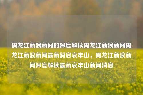 黑龙江新浪新闻的深度解读黑龙江新浪新闻黑龙江新浪新闻最新消息哀牢山，黑龙江新浪新闻深度解读最新哀牢山新闻消息，黑龙江新浪新闻深度解析，哀牢山新闻最新消息解读