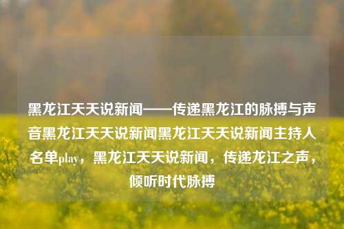 黑龙江天天说新闻——传递黑龙江的脉搏与声音黑龙江天天说新闻黑龙江天天说新闻主持人名单play，黑龙江天天说新闻，传递龙江之声，倾听时代脉搏，黑龙江天天说新闻，传递龙江之声，倾听时代脉搏的主持人阵容