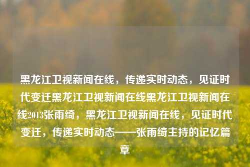 黑龙江卫视新闻在线，传递实时动态，见证时代变迁黑龙江卫视新闻在线黑龙江卫视新闻在线2013张雨绮，黑龙江卫视新闻在线，见证时代变迁，传递实时动态——张雨绮主持的记忆篇章，张雨绮主持的黑龙江卫视新闻在线，时代变迁的见证者与传递者