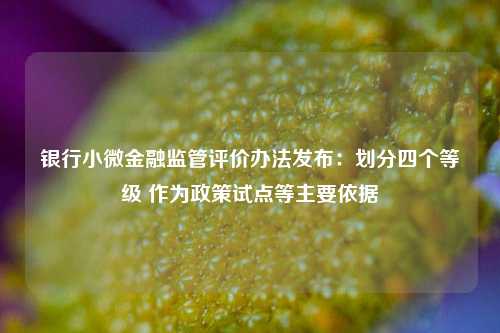 银行小微金融监管评价办法发布：划分四个等级 作为政策试点等主要依据