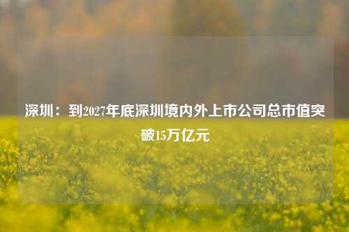 深圳：到2027年底深圳境内外上市公司总市值突破15万亿元