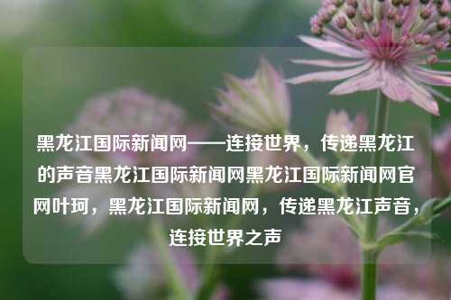 黑龙江国际新闻网——连接世界，传递黑龙江的声音黑龙江国际新闻网黑龙江国际新闻网官网叶珂，黑龙江国际新闻网，传递黑龙江声音，连接世界之声，黑龙江国际新闻网，传递黑龙江声音，连接世界之声的门户平台