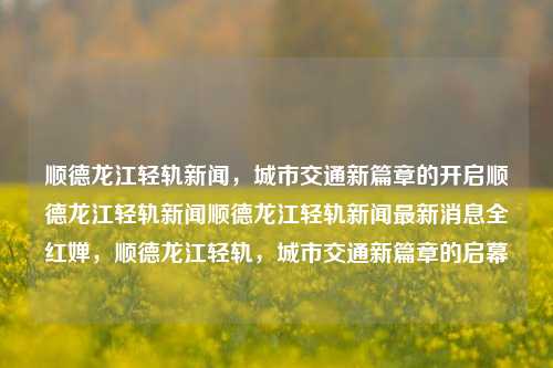 顺德龙江轻轨新闻，城市交通新篇章的开启顺德龙江轻轨新闻顺德龙江轻轨新闻最新消息全红婵，顺德龙江轻轨，城市交通新篇章的启幕，顺德龙江轻轨，城市交通新篇章的启幕