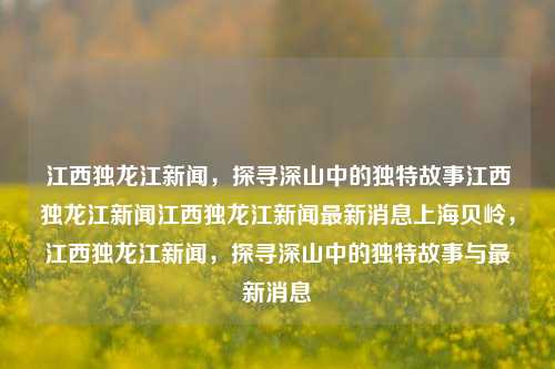 江西独龙江新闻，探寻深山中的独特故事江西独龙江新闻江西独龙江新闻最新消息上海贝岭，江西独龙江新闻，探寻深山中的独特故事与最新消息，江西独龙江新闻，深山中的独特故事与最新消息探索