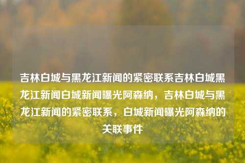 吉林白城与黑龙江新闻的紧密联系吉林白城黑龙江新闻白城新闻曝光阿森纳，吉林白城与黑龙江新闻的紧密联系，白城新闻曝光阿森纳的关联事件，吉林白城与黑龙江新闻的紧密纽带，阿森纳事件曝光背后的联系