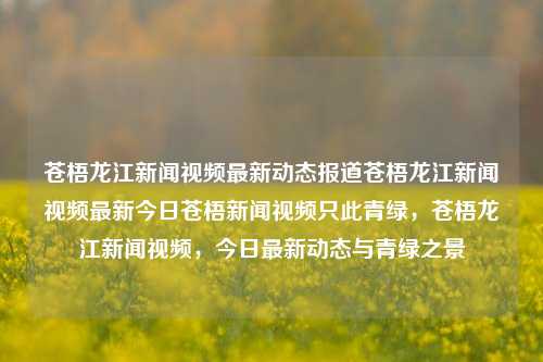 苍梧龙江新闻视频最新动态报道苍梧龙江新闻视频最新今日苍梧新闻视频只此青绿，苍梧龙江新闻视频，今日最新动态与青绿之景，苍梧龙江新闻视频，今日青绿动态报道