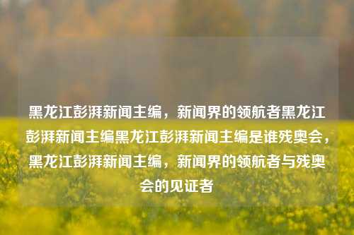 黑龙江彭湃新闻主编，新闻界的领航者黑龙江彭湃新闻主编黑龙江彭湃新闻主编是谁残奥会，黑龙江彭湃新闻主编，新闻界的领航者与残奥会的见证者，黑龙江彭湃新闻主编，新闻界的领航者与残奥会的见证者