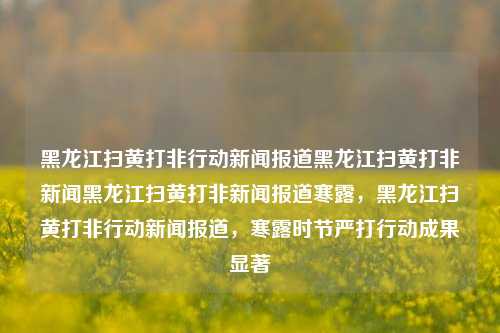 黑龙江扫黄打非行动新闻报道黑龙江扫黄打非新闻黑龙江扫黄打非新闻报道寒露，黑龙江扫黄打非行动新闻报道，寒露时节严打行动成果显著，寒露时节，黑龙江扫黄打非行动新闻报道成果显著