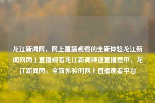 龙江新闻网，网上直播观看的全新体验龙江新闻网网上直播观看龙江新闻频道直播意甲，龙江新闻网，全新体验的网上直播观看平台，龙江新闻网，全新网上直播观看平台，体验意甲直播与龙江新闻频道