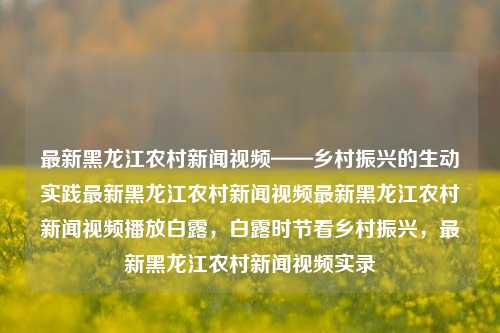 最新黑龙江农村新闻视频——乡村振兴的生动实践最新黑龙江农村新闻视频最新黑龙江农村新闻视频播放白露，白露时节看乡村振兴，最新黑龙江农村新闻视频实录，白露时节见证乡村振兴，最新黑龙江农村新闻视频实录