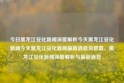 今日黑龙江妥化新闻深度解析今天黑龙江妥化新闻今天黑龙江妥化新闻最新消息贝碧嘉，黑龙江妥化新闻深度解析与最新消息，黑龙江妥化新闻深度解析与贝碧嘉影响最新消息