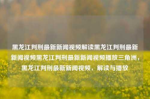 黑龙江判刑最新新闻视频解读黑龙江判刑最新新闻视频黑龙江判刑最新新闻视频播放三角洲，黑龙江判刑最新新闻视频，解读与播放，黑龙江判刑最新新闻视频，解读与播放三角洲地区判刑案例