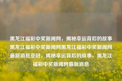 黑龙江福彩中奖新闻网，揭秘幸运背后的故事黑龙江福彩中奖新闻网黑龙江福彩中奖新闻网最新消息亚冠，揭秘幸运背后的故事，黑龙江福彩中奖新闻网最新消息，揭秘黑龙江福彩中奖背后的幸运故事