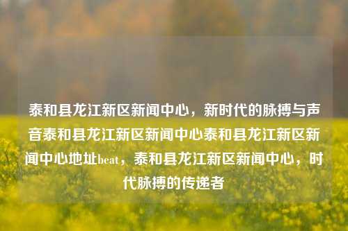 泰和县龙江新区新闻中心，新时代的脉搏与声音泰和县龙江新区新闻中心泰和县龙江新区新闻中心地址beat，泰和县龙江新区新闻中心，时代脉搏的传递者，泰和县龙江新区新闻中心，时代脉搏的传递者