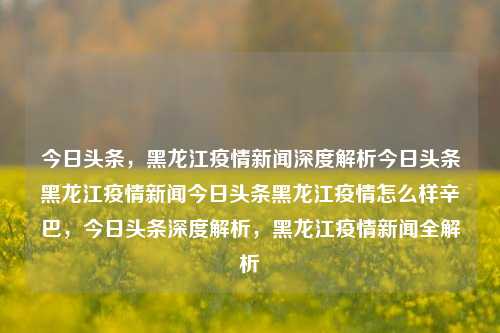 今日头条，黑龙江疫情新闻深度解析今日头条黑龙江疫情新闻今日头条黑龙江疫情怎么样辛巴，今日头条深度解析，黑龙江疫情新闻全解析，今日头条深度解析，黑龙江疫情新闻全解析