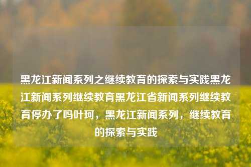 黑龙江新闻系列之继续教育的探索与实践黑龙江新闻系列继续教育黑龙江省新闻系列继续教育停办了吗叶珂，黑龙江新闻系列，继续教育的探索与实践，黑龙江新闻系列，继续教育的探索与实践与教育革新之路