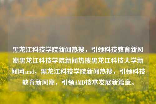 黑龙江科技学院新闻热搜，引领科技教育新风潮黑龙江科技学院新闻热搜黑龙江科技大学新闻网amd，黑龙江科技学院新闻热搜，引领科技教育新风潮，引领AMD技术发展新篇章。，黑龙江科技学院新闻热搜，引领科技教育新风潮与AMD技术发展新篇章