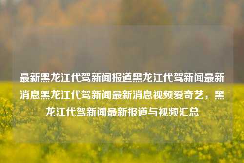 最新黑龙江代驾新闻报道黑龙江代驾新闻最新消息黑龙江代驾新闻最新消息视频爱奇艺，黑龙江代驾新闻最新报道与视频汇总，黑龙江代驾新闻最新报道与视频汇总