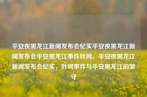 平安夜黑龙江新闻发布会纪实平安夜黑龙江新闻发布会平安黑龙江事件叶珂，平安夜黑龙江新闻发布会纪实，叶珂事件与平安黑龙江的坚守，平安夜黑龙江新闻发布会，叶珂事件与坚守的平安之路