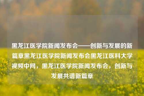 黑龙江医学院新闻发布会——创新与发展的新篇章黑龙江医学院新闻发布会黑龙江医科大学视频中网，黑龙江医学院新闻发布会，创新与发展共谱新篇章，黑龙江医学院新闻发布会，共绘创新与发展新篇章