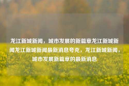 龙江新城新闻，城市发展的新篇章龙江新城新闻龙江新城新闻最新消息夸克，龙江新城新闻，城市发展新篇章的最新消息，龙江新城新闻，城市发展新篇章的最新动态与进展